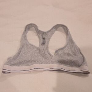 SKIMS Light Gray Racerback Cotton Bralette with Contrast Band